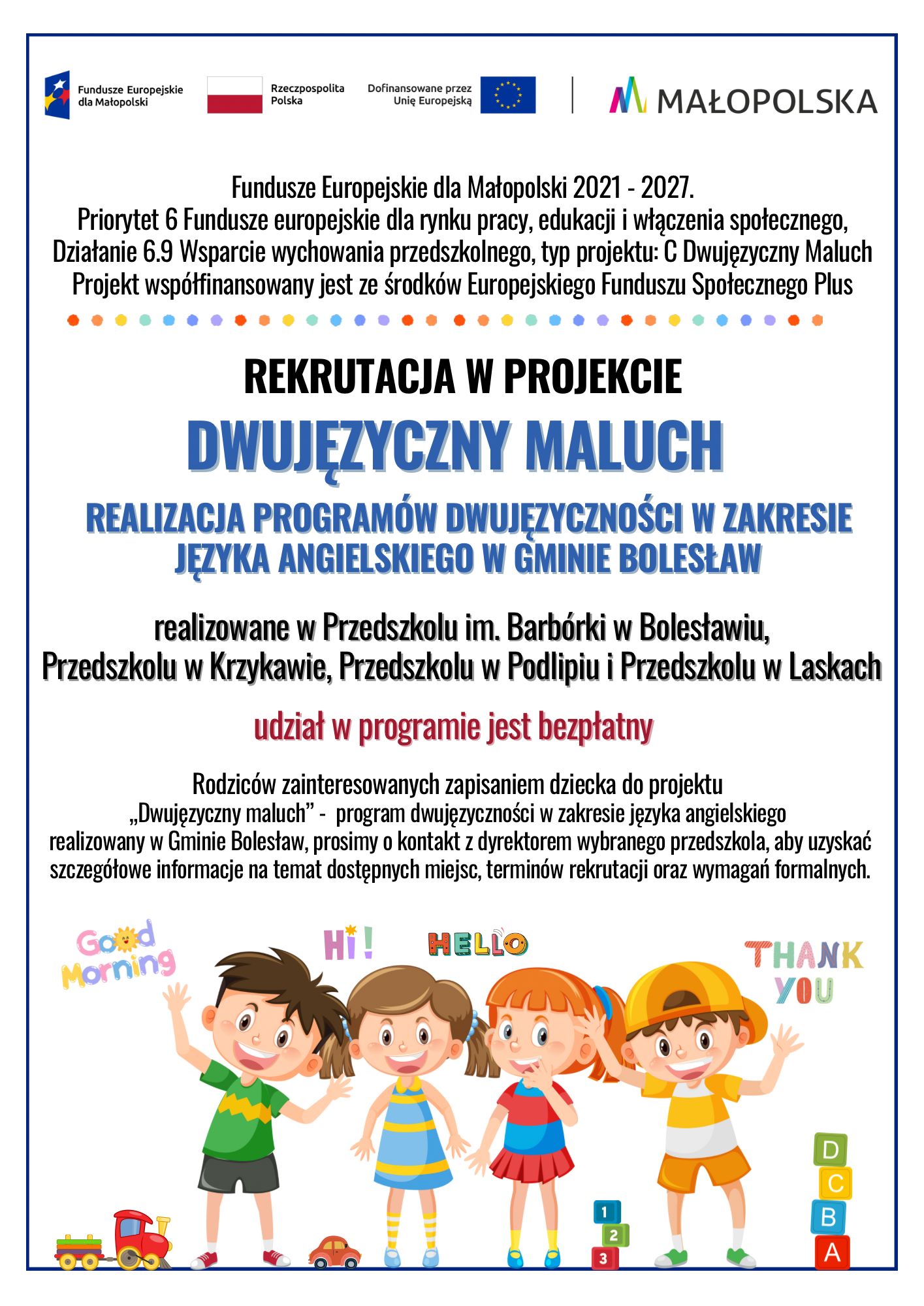 Ulotka informacjyjna do przedszkoli
